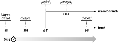 The branching of one file's history